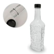 Garrafa de Vidro 1L Boca Larga: Conservação e Elegância para Suas Bebidas - Texturizada com Tampa de Rosquear em Plástico Preto - Água, Suco e Mais