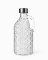 Garrafa de Vidro 1L com Alça e Tampa Inox Hermética Design Trama Elegante para Geladeira Suco Água Garrafa de Vidro 1L com Alça e Tampa Inox Hermética Design Trama Elegante para Geladeira Suco Água