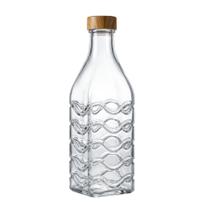 Garrafa De Vidro 1l Transparente Agua Tampa Inox Hermética