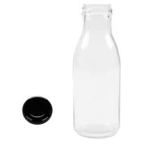 Garrafa de Vidro 300ml Com Tampa Preta Inclusa CX C/12 Un