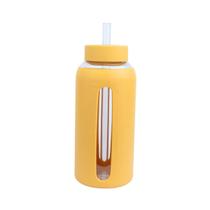 Garrafa de Vidro 800ml Bink Com Canudo e Capa Silicone Garrafinha de Água Portátil Para Viagens Academia Passeios Garrafa de Vidro 800ml Bink Com Canudo e Capa Silicone Garrafinha de Água Portátil Para Viagens Academia Passeios