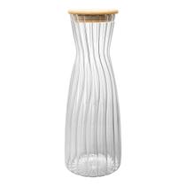 Garrafa de Vidro Canelada com Tampa de Bambu 1L - Wolff