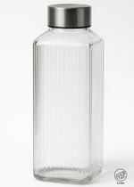 Garrafa de Vidro com Tampa Inox Quadrada 1 Litro