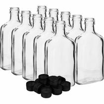 Garrafa de Vidro Estilo Bolso 180ml Com Tampa Whisk Vodka Cachaça 6 Unidades - SC