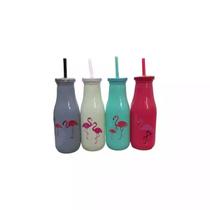 Garrafa de Vidro Flamingo com Canudo 430ml Estilo e Praticidade para suas Bebidas