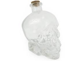 Garrafa de Vidro Formato Cranio Caveira Com Tampa Rolha Resistente 750ml