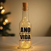 Garrafa de Vidro Long Neck com Rolha LED - Ano Novo, Vida Nova - 1 unidade - Rizzo