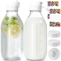 Garrafa de Vidro para Leite Syntic 1L com 3 Tampas e 2 Bicos Dosadores Pacote com 2 Garrafa de Vidro para Leite Syntic 1L com 3 Tampas e 2 Bicos Dosadores Pacote com 2