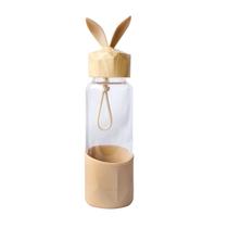 Garrafa de vidro rabbit bottle com capa de silicone, tampa plástica e alça 350ml