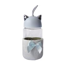 Garrafa de vidro totoro bottle com capa de veludo com tampa e alça Garrafa de vidro totoro bottle com capa de veludo com tampa e alça