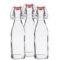 Garrafa De Vidro Transparente Com Tampa Hermética 250ml -1und Garrafa De Vidro Transparente Com Tampa Hermética 250ml -1und