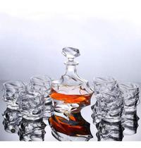 Garrafa Decanter Vidro Whisky Licor 900Ml +6 Copos Superluxo