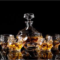 Garrafa Decanter Whisky Licor Conhaque Bourbon Design Norwich Conjunto com 6 Copos