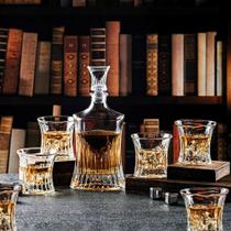 Garrafa Decanter Whisky Vidro Licor 700Ml + 6 Copos