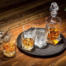Garrafa Decanter Whisky Vidro Licor 750Ml + 6 Copos