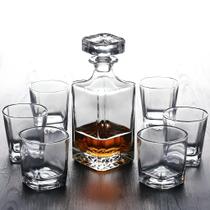 Garrafa Decanter Whisky Vidro Licor 768ml + 6 Copos Superluxo