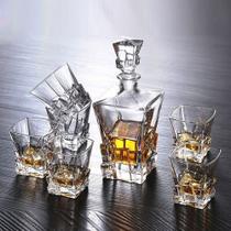 Garrafa Decanter Whisky Vidro Licor 800ml +6 Copos Superluxo