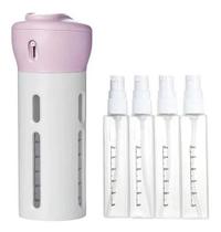 Garrafa Dispenser Portátil 4 Em 1 Shampoo Gel Cremes Rosa Viagens Loção - GRUPO SHOPMIX