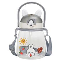 Garrafa Divertida 1000ml Cinza Com Adesivos DMH6564