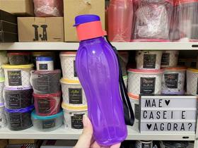 Garrafa Eco Tupper Plus 500 ml Roxa e Vermelha Fluorescente