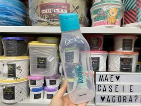 Garrafa Eco Tupper Quadrada Plus 1 Litro Água Transparente e Estampada Garrafa Eco Tupper Quadrada Plus 1 Litro Água Transparente e Estampada