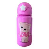 Garrafa Escolar De Alumínio Garrafinha Infantil Canudo Silicone Alça 500ml