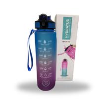 Garrafa Fitness Água Academia Squeeze Plástico 1 litro/1000ml Rosa com Azul