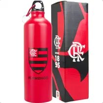Garrafa Flamengo De Alumínio 750ml Com Prendedor Mileno Vermelho Fosco Ref. QH0755B
