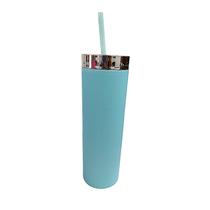 Garrafa Fosca Canudo 500Ml Parede Dupla Tampa Metalizado Plástico