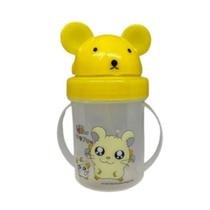 Garrafa Garrafinha Copo de Água Infantil 150ml com Canudo de Silicone Retrátil Tampa FlipTop e Alças