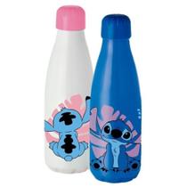 Garrafa / garrafinha de água de plástico stitch 600ml azul ou rosa - plasduran