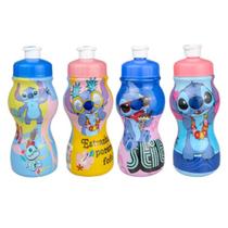 Garrafa / garrafinha de água infantil 250ml Stitch de plástico com bico - rosa ou azul para agua