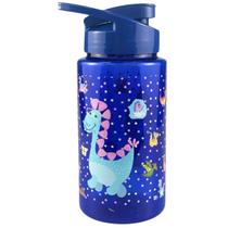 Garrafa Garrafinha de Água Infantil Squeeze Dinossauro 500ml Plástica Azul Bandeirante