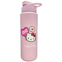 Garrafa Garrafinha de Água Infantil Squeeze Hello Kitty Coração 750ml Rosa Bandeirante