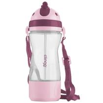 Garrafa Garrafinha Infantil Bebê Canudo Com Porta Biscoito Snack Rosa Garrafa Garrafinha Infantil Bebê Canudo Com Porta Biscoito Snack Rosa