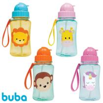 Garrafa Garrafinha Infantil Canudo Silicone Buba Animal Fun 400ml