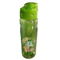 Garrafa Garrafinha Plástica Com Tampa Unicórnio Verde 700ml
