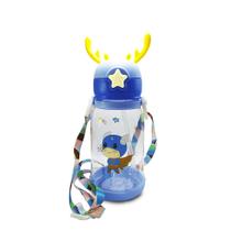 Garrafa Infantil Alça 600ml Adesivo Mini Criança Desenho Portátil Transparente 5809