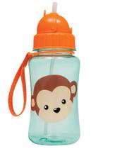 Garrafa Infantil Animal Fun Macaco 400ml Com Canudo Livre BPA Buba