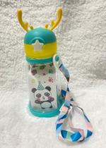 Garrafa Infantil Bebê/Criança com Tampa, Canudo, Alça e Adesivos para Decoração - CC