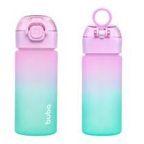 Garrafa Infantil Buba Antivazamento Canudo Silicone Menino Menina Escola Passeio Presente Criança 1 2 3 4 anos Azul ou Rosa Degrade