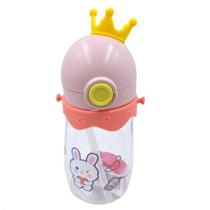 Garrafa Infantil Com Coroa Tampa Retrátil E Alça 480ml - AG3092