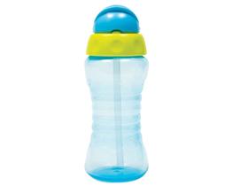 Garrafa Infantil Garrafinha Fresh 300mL Azul e Verde Com Canudo Retrátil Silicone E Tampa Buba