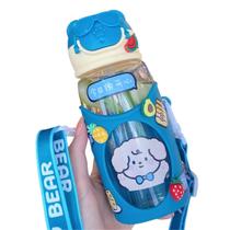 Garrafa Infantil Garrafinha Squeeze Canudo Silicone Retrátil Antivazamento Com Alça Escolar Passeio