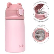 Garrafa Infantil Parede Dupla Térmica Tie Dye Copo Buba Cor Ursinho 320 ml Rosa