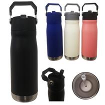 Garrafa Isotérmica 650ml Aço Inox com Canudo Tampa com Bico - Dy Multi Shop