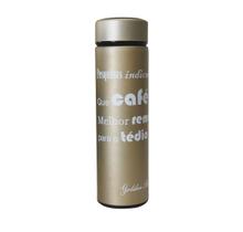 Garrafa isotérmica com infusor de inox frases 470ml café chá