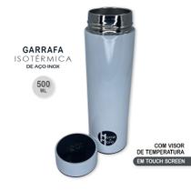 Garrafa Isotérmica em Aço Inox 500ml Com Led bebidas agua suco academia treino corrida - Branco