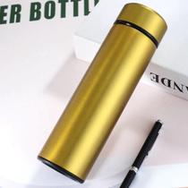 Garrafa Isotérmica Térmica Aço Inox Led temperatura 500ML Dourada