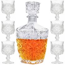 Garrafa Licoreira Quadrada + 6 Mini Taças de Dose Vidro Licoreira Decoração Frasco Cristal Lapidada Whisky Licor Garrafa Licoreira Quadrada + 6 Mini Taças de Dose Vidro Licoreira Decoração Frasco Cristal Lapidada Whisky Licor